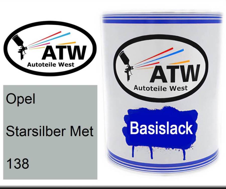Opel, Starsilber Met, 138: 1L Lackdose, von ATW Autoteile West.